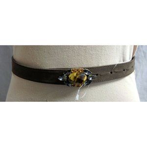 NWT  LOFT  BROWN  MULTICOLOR RHINE STONES BELT SIZE: M